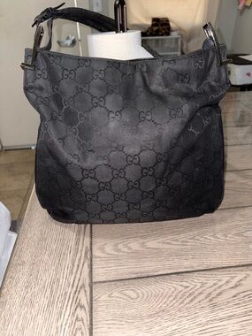Gucci Black GG Monogram Shoulder Bag
